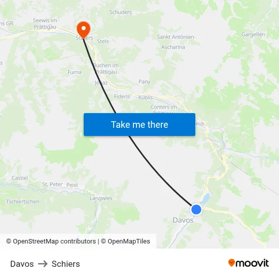 Davos to Schiers map