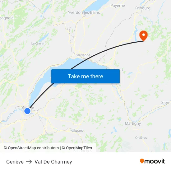 Genève to Val-De-Charmey map