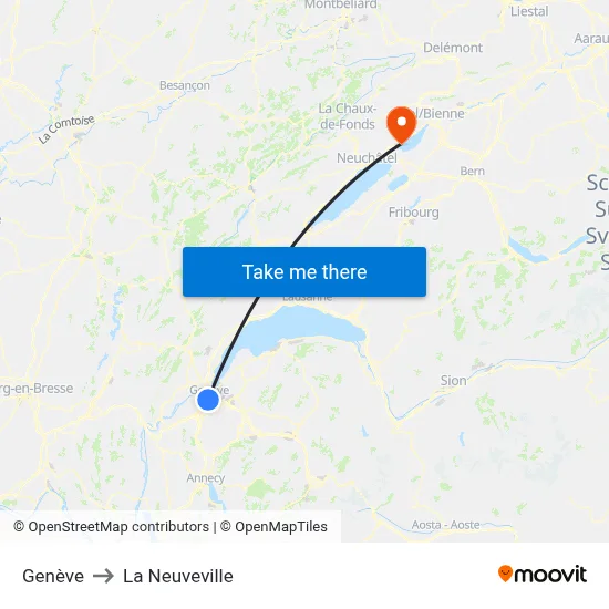 Genève to La Neuveville map