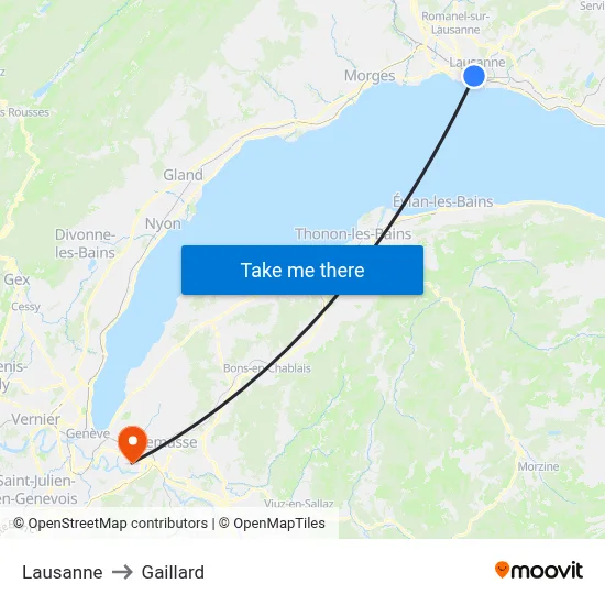 Lausanne to Gaillard map