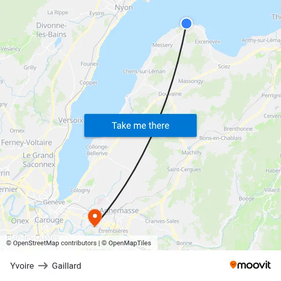 Yvoire to Gaillard map
