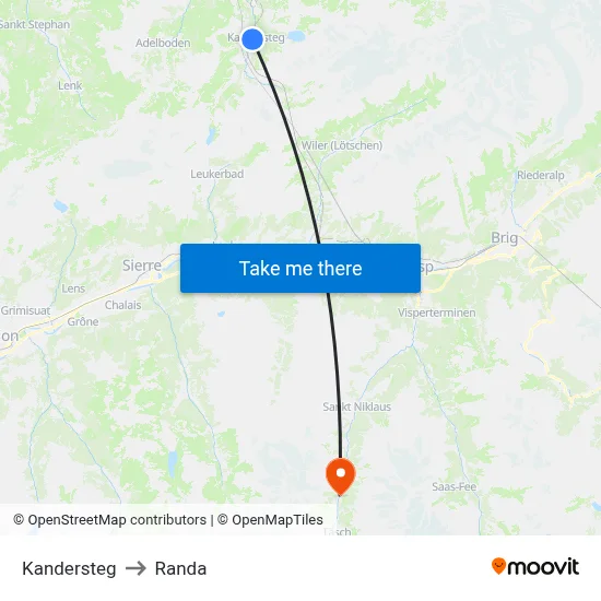 Kandersteg to Randa map