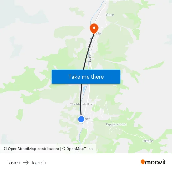 Täsch to Randa map