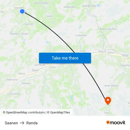 Saanen to Randa map