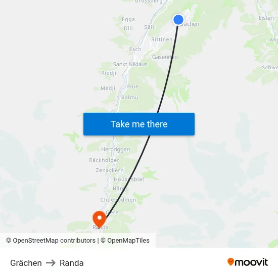 Grächen to Randa map