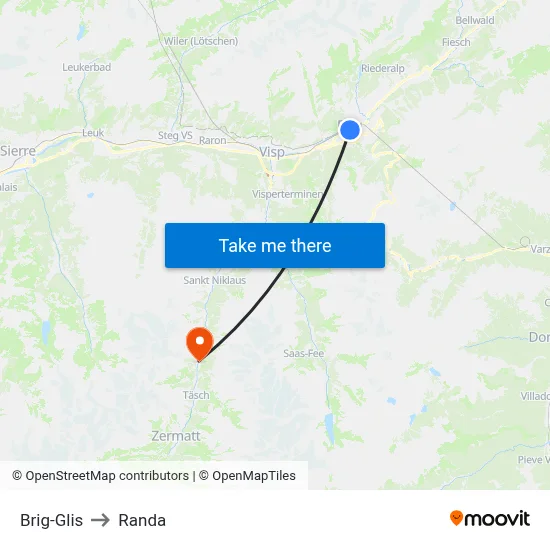 Brig-Glis to Randa map