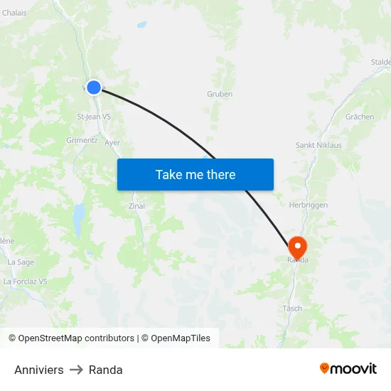 Anniviers to Randa map