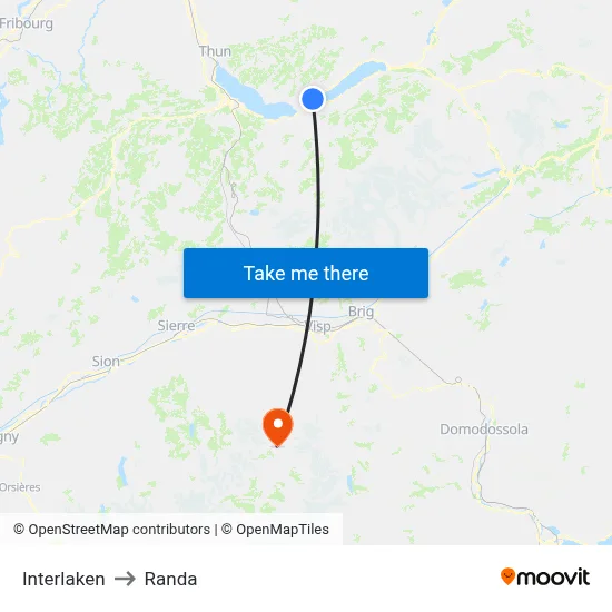 Interlaken to Randa map