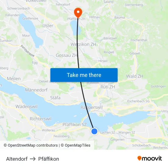 Altendorf to Pfäffikon map