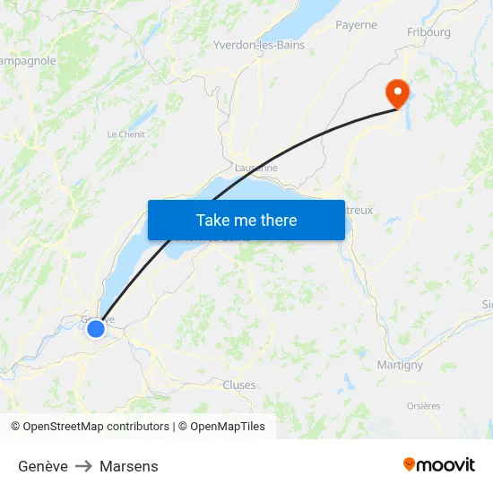 Genève to Marsens map
