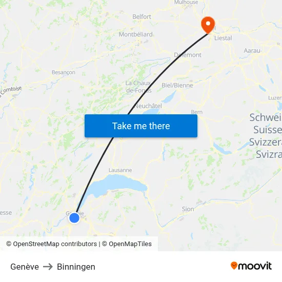 Genève to Binningen map
