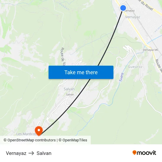 Vernayaz to Salvan map
