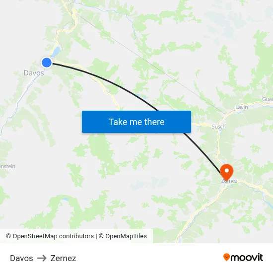 Davos to Zernez map