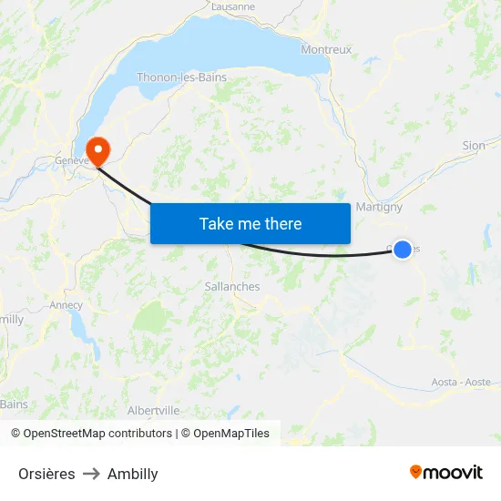 Orsières to Ambilly map