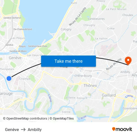 Genève to Ambilly map