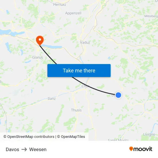 Davos to Weesen map