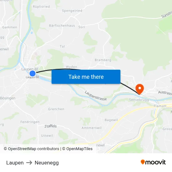 Laupen to Neuenegg map