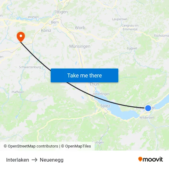 Interlaken to Neuenegg map