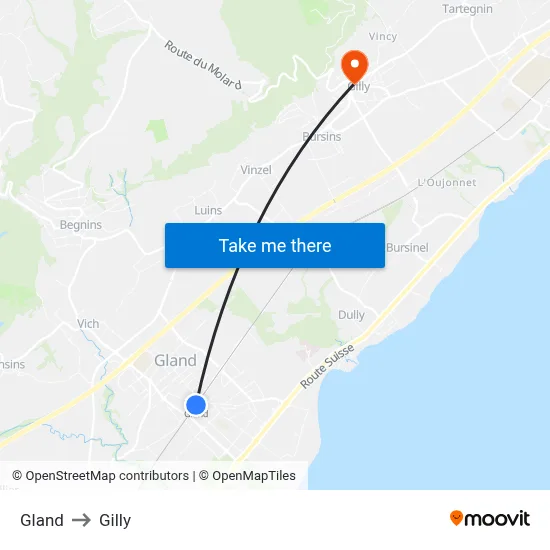 Gland to Gilly map