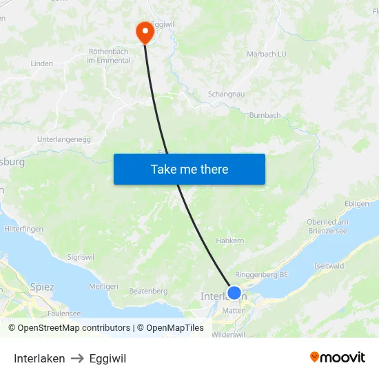 Interlaken to Eggiwil map