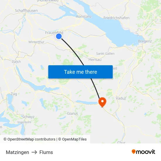 Matzingen to Flums map