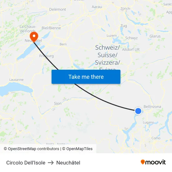 Circolo Dell'Isole to Neuchâtel map