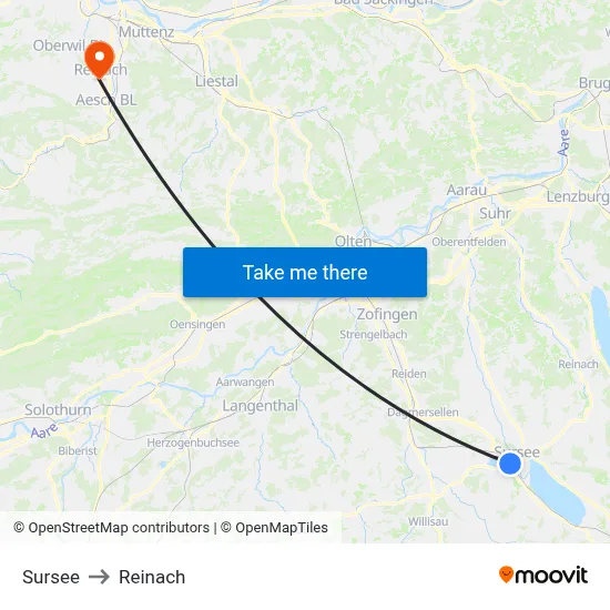 Sursee to Reinach map