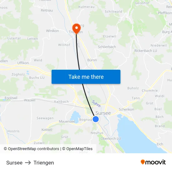 Sursee to Triengen map