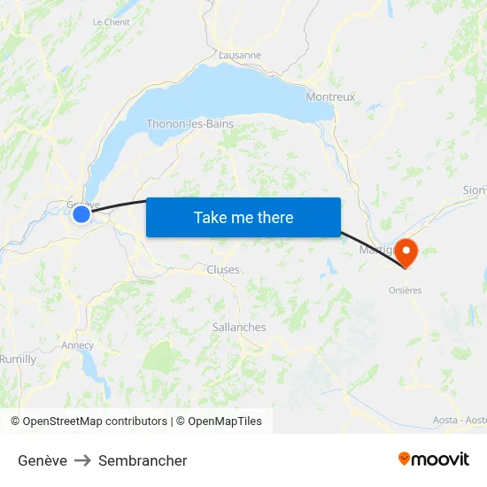 Genève to Sembrancher map