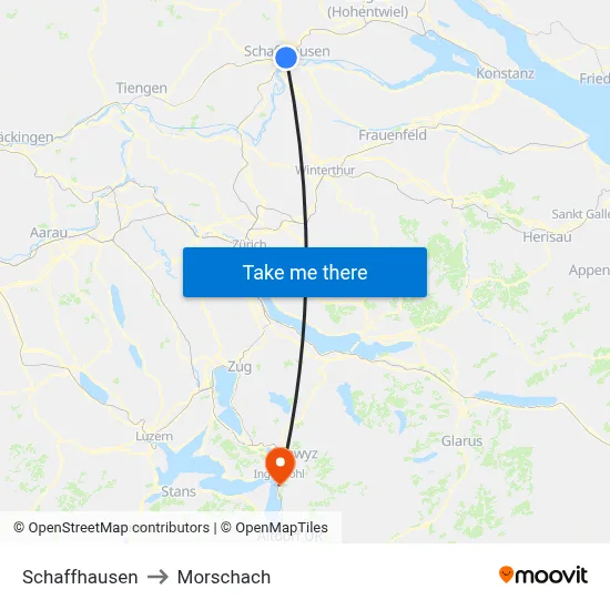 Schaffhausen to Morschach map
