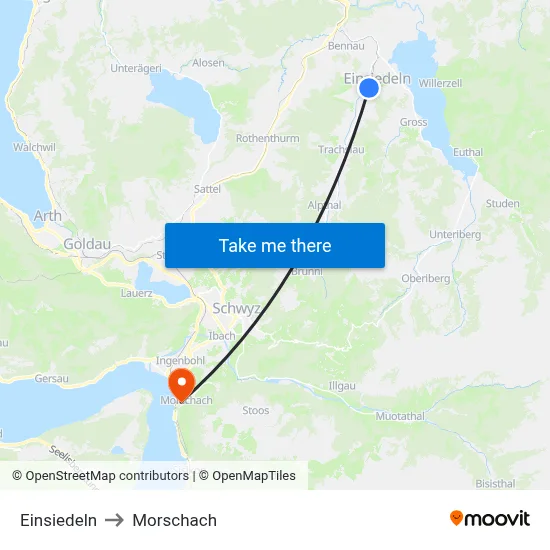 Einsiedeln to Morschach map