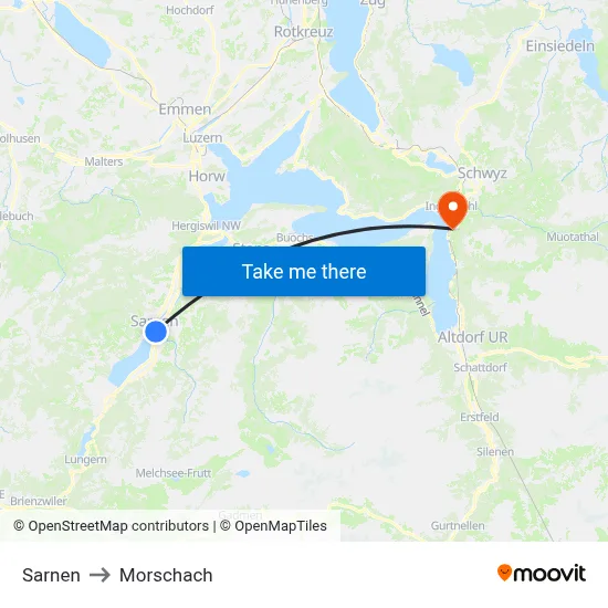 Sarnen to Morschach map