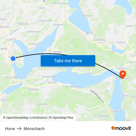 Horw to Morschach map