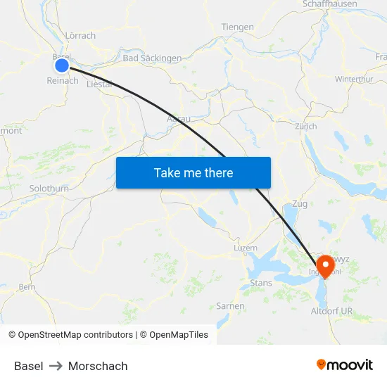 Basel to Morschach map