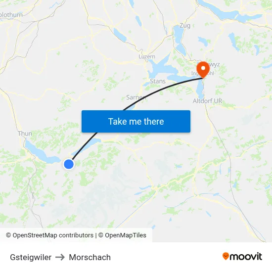 Gsteigwiler to Morschach map