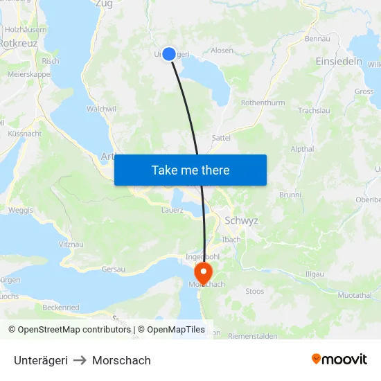 Unterägeri to Morschach map
