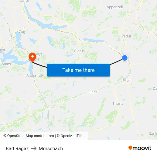 Bad Ragaz to Morschach map