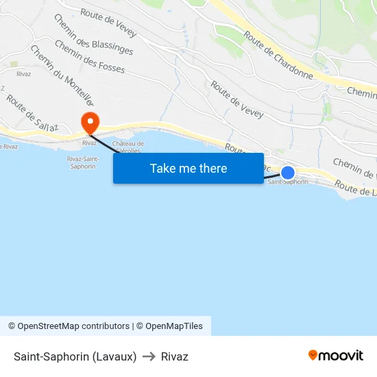 Saint-Saphorin (Lavaux) to Rivaz map