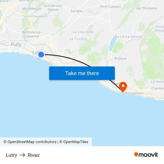 Lutry to Rivaz map