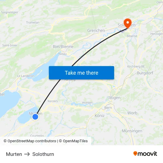 Murten to Solothurn map