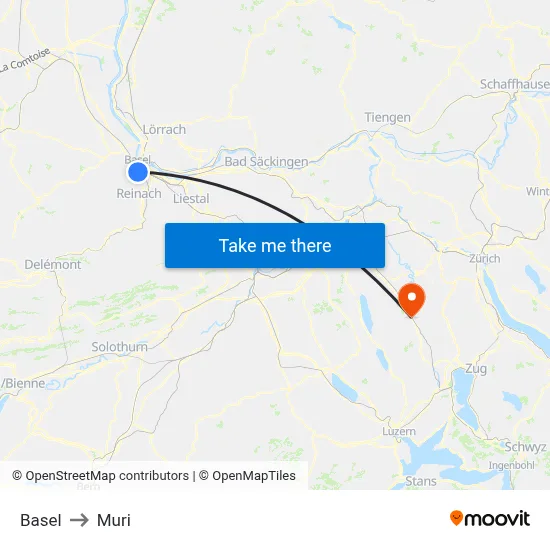 Basel to Muri map