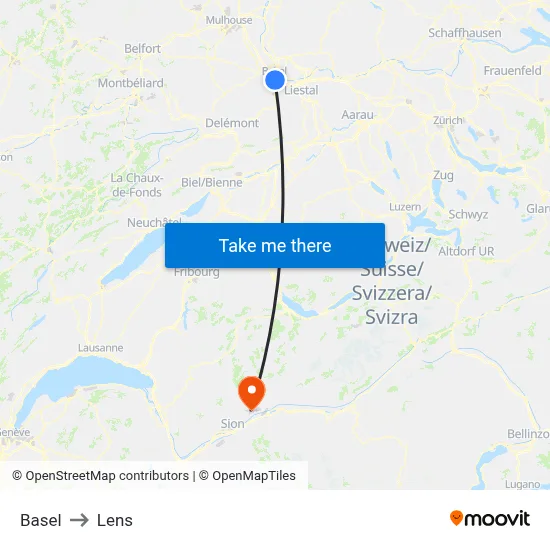 Basel to Lens map