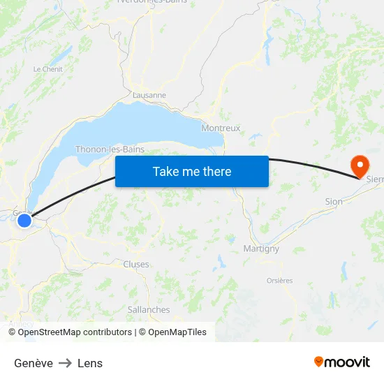 Genève to Lens map