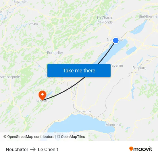 Neuchâtel to Le Chenit map