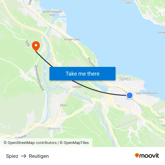Spiez to Reutigen map