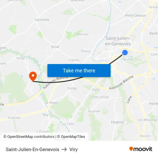 Saint-Julien-En-Genevois to Viry map