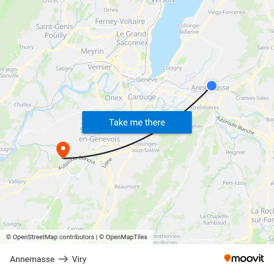 Annemasse to Viry map