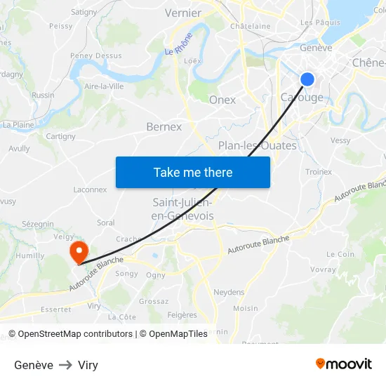 Genève to Viry map