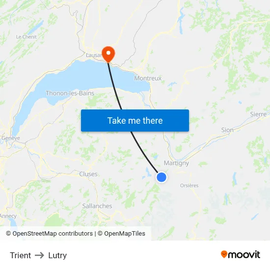 Trient to Lutry map
