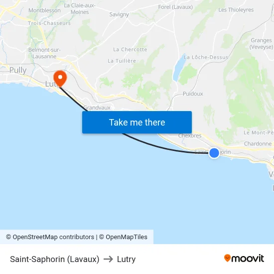 Saint-Saphorin (Lavaux) to Lutry map
